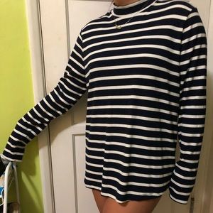 Blue striped turtleneck shirt